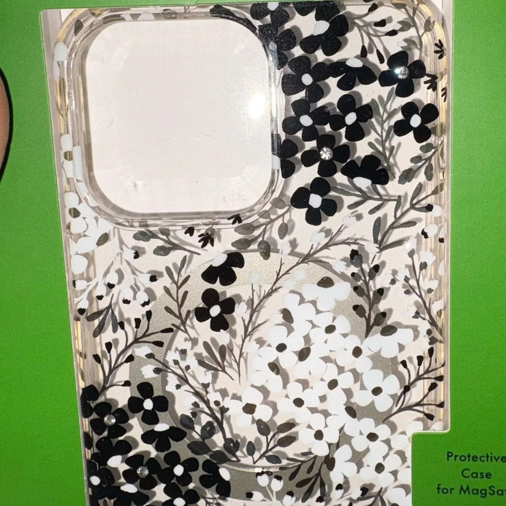 Kate Spade Black white Phones Case with floral Design iPhone 14 Pro Max